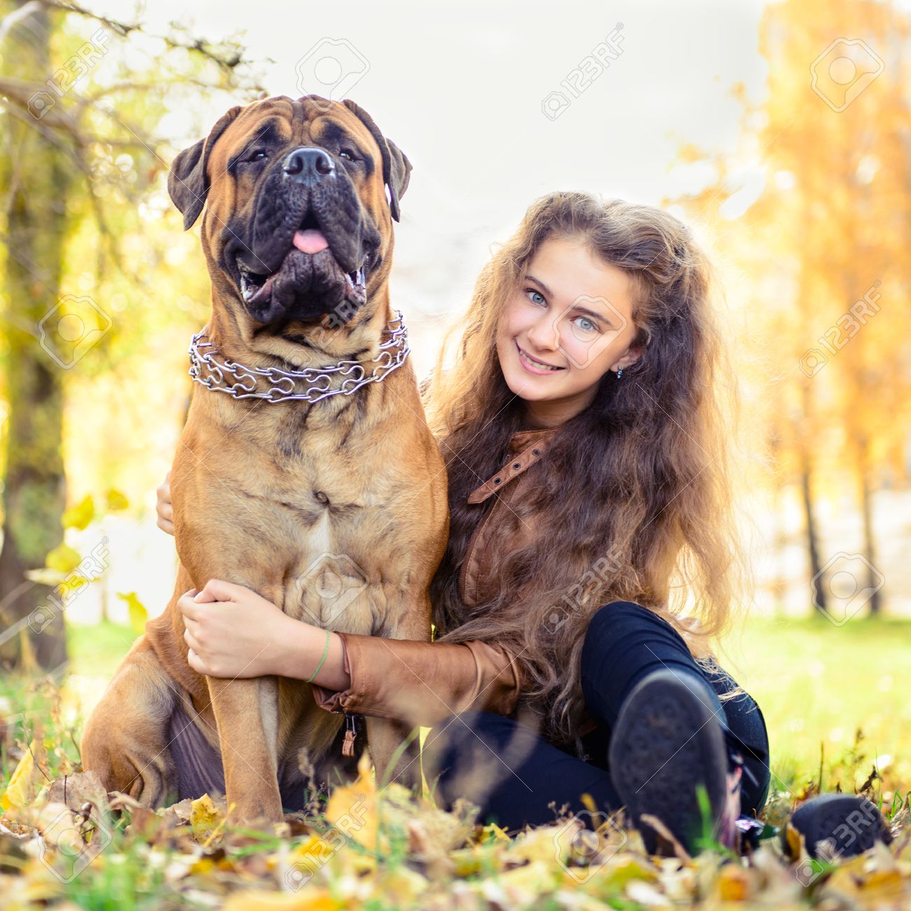 23378900-teen-girl-and-dog-bullmastiff-s