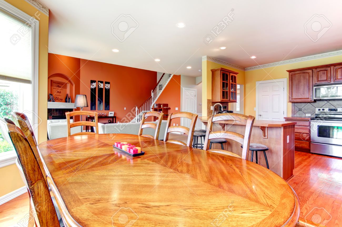 Interieur ontwerp voor de keuken, eetkamer en livign kamer ...