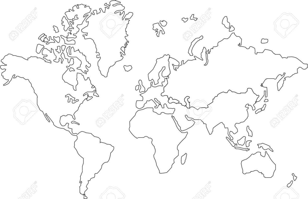 Vector - Vector map of the world Map Of The World Line Drawing Map Of The World Line Drawing Vector - Vector map of the world