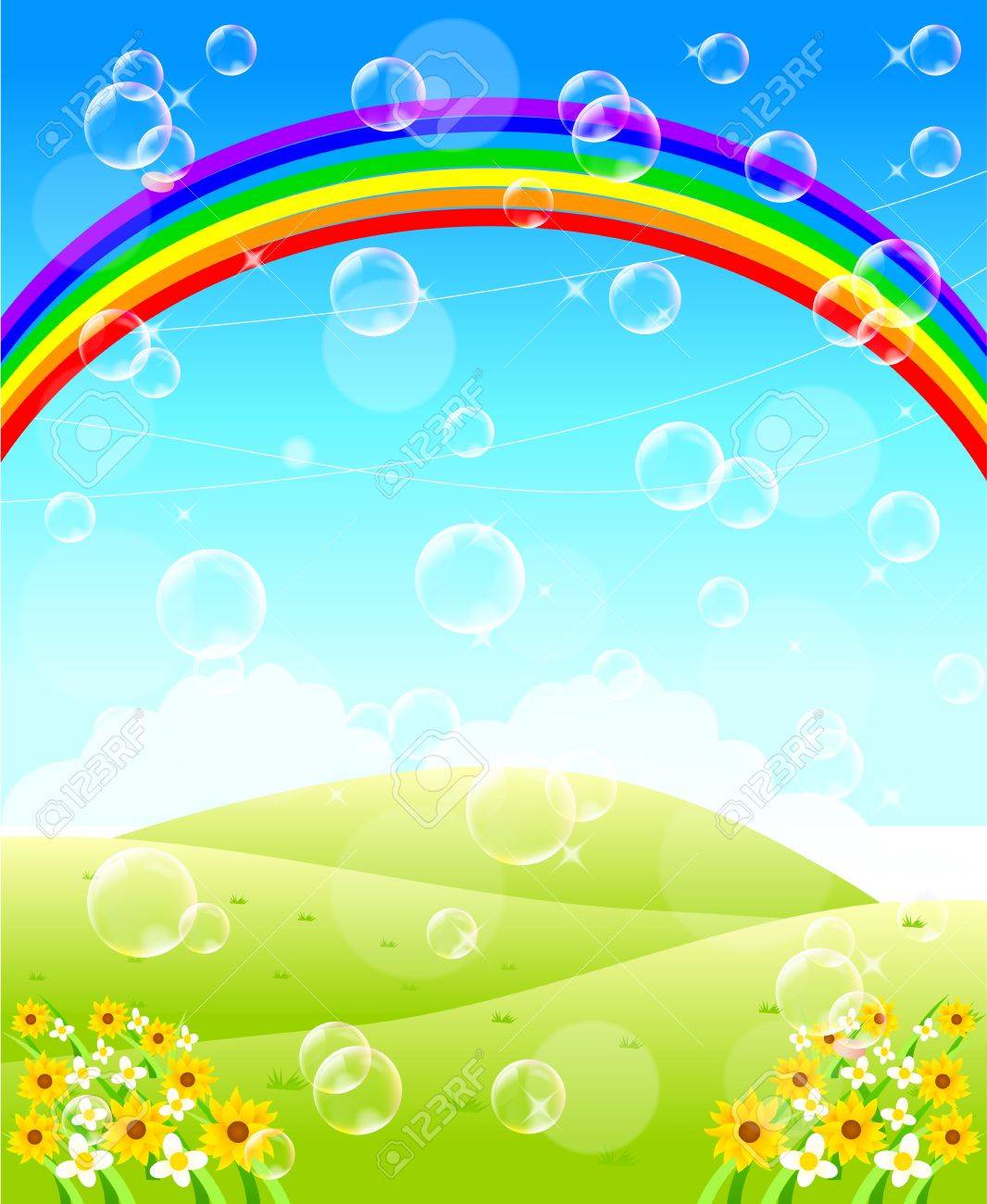 Cliparts Landscape with Rainbow