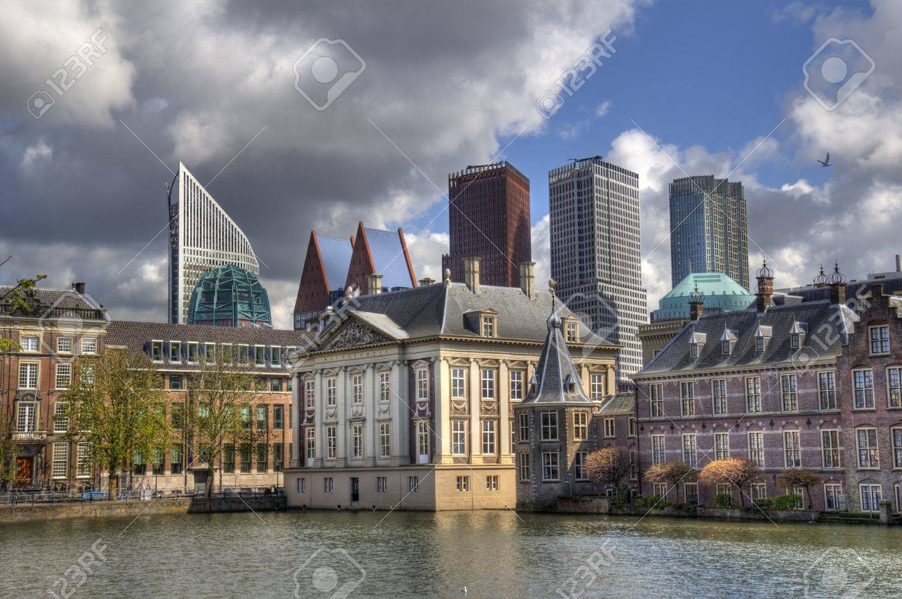 The Mauritshuis Museum At The Binnenhof, With Modern Office Towers The Mauritshuis Museum At The Binnenhof, With Modern Office Towers
