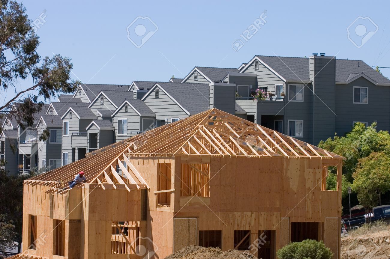 Large Modern Wood Framed House Under onstruction With ... Large Modern Wood Framed House Under onstruction With ... - ^