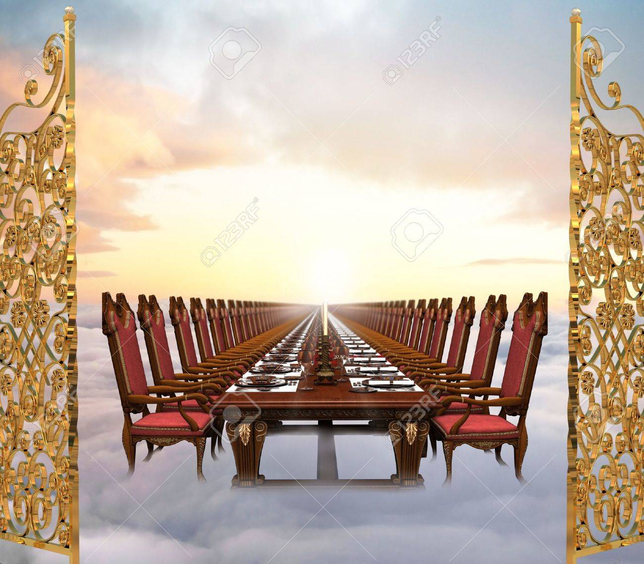 Le Ciel : un lieu beaucoup plus exaltant que vous pouvez l'imaginer - Page 17 7059291-Illustration-de-la-grande-f-te-la-fin-des-temps-mettant-en-vedette-une-table-de-banquet-infiniment-l-Banque-d%27images