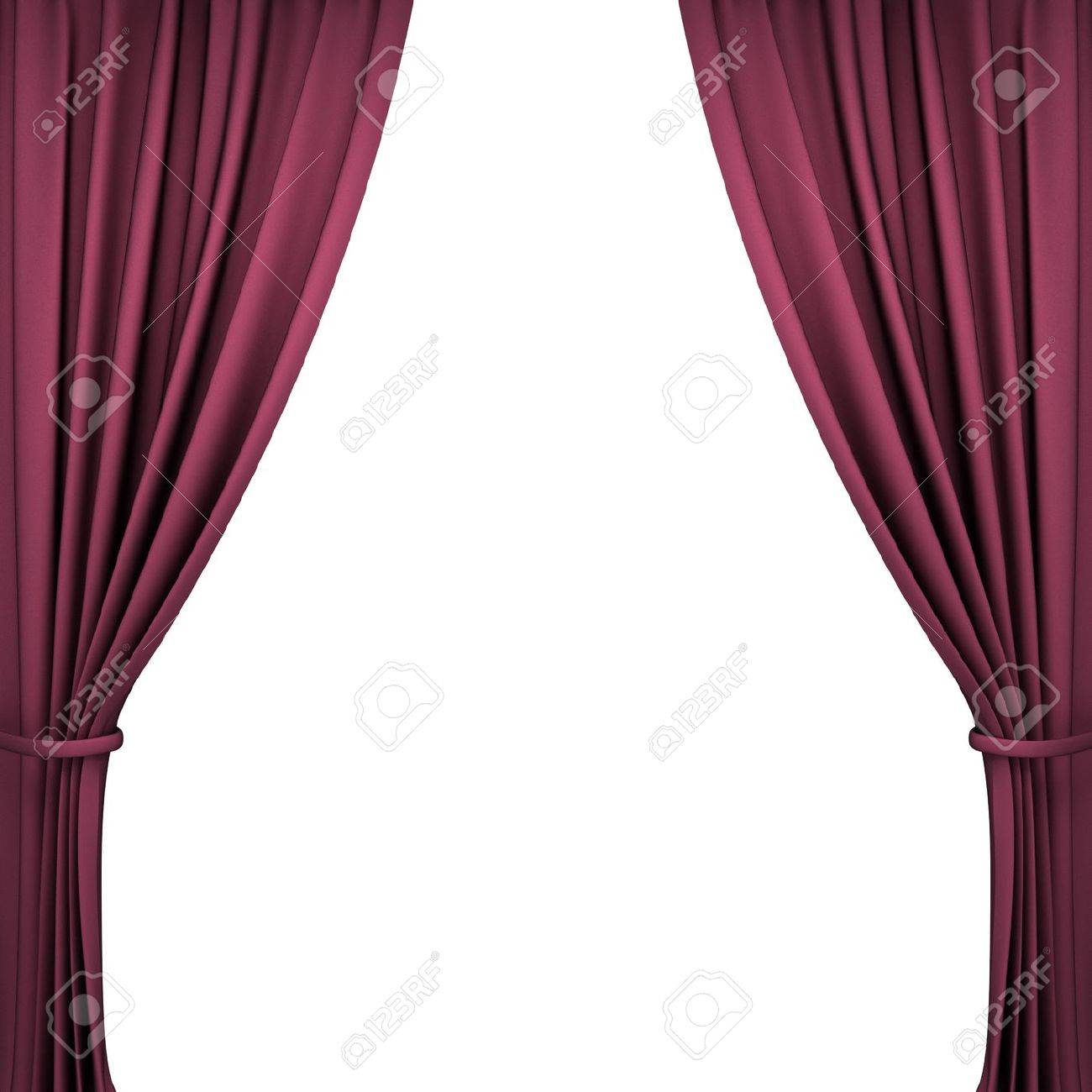 Rood fluweel theater gordijnen op een witte achtergrond royalty ...
