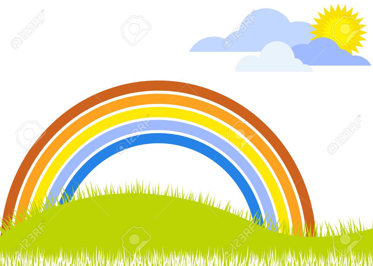 Cliparts Landscape with Rainbow