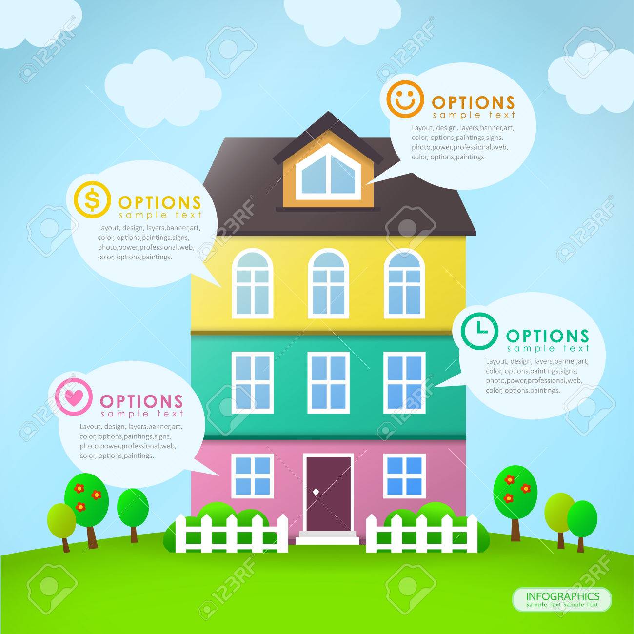 Modern House Vector bstract Infographic lements Design oyalty ... Modern House Vector bstract Infographic lements Design oyalty ... - ^