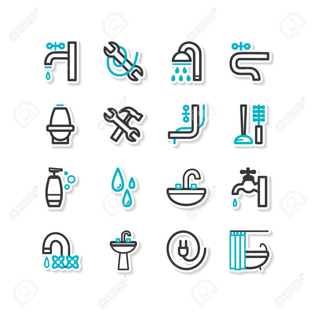 Reihe von icons badezimmereinrichtungen lizenzfreie bilder 32141335