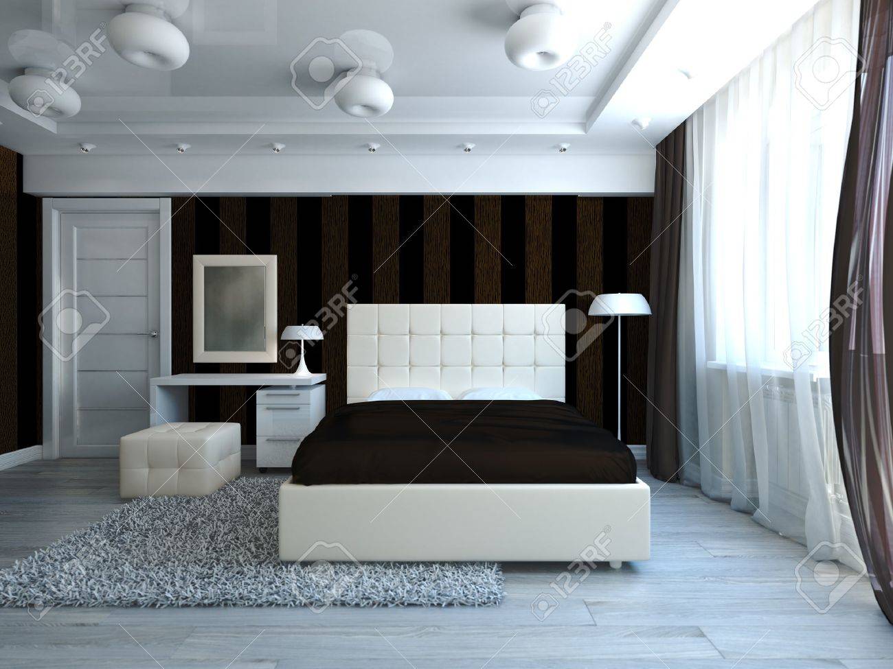 Moderne stijl slaapkamer interieur royalty vrije foto, plaatjes ...