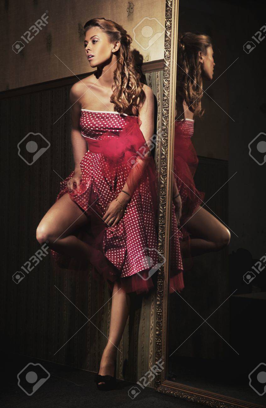 Model Wearing Pink Dress