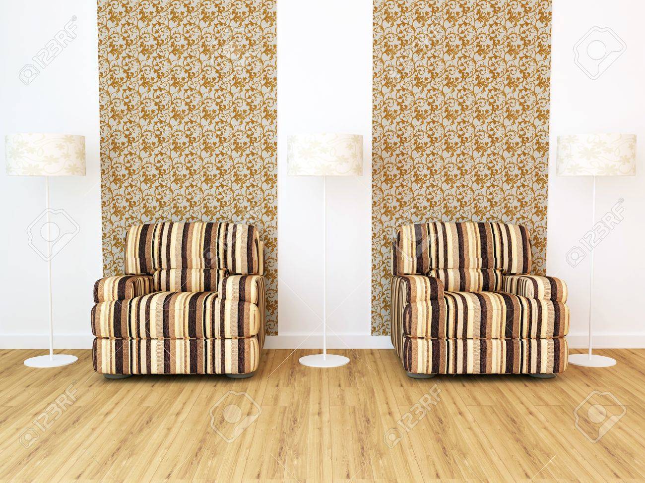 Design interieur van elegantie moderne woonkamer, bruine sofa's ...