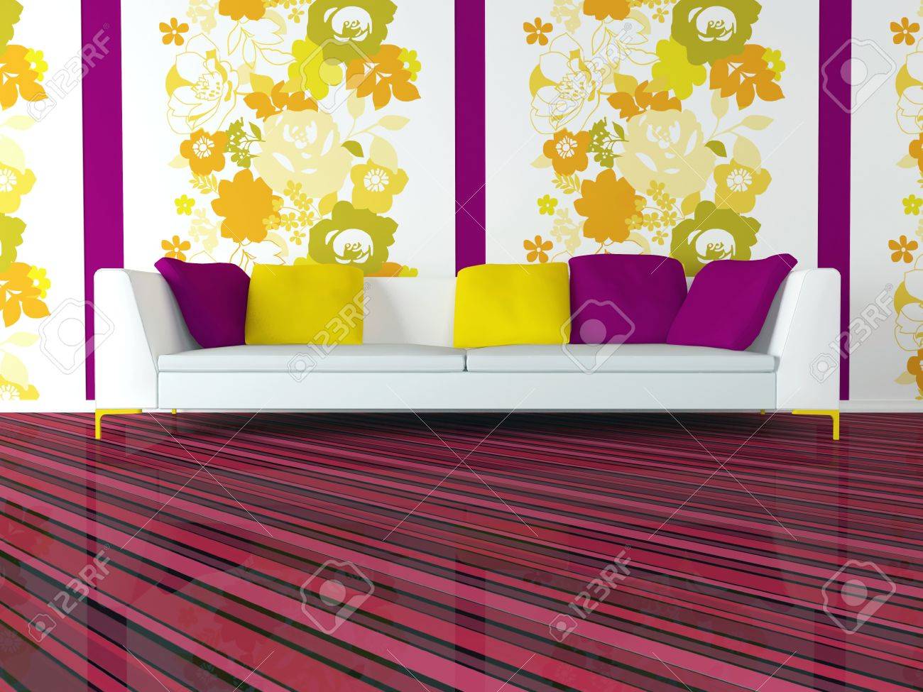Helle innenarchitektur der modernen rosa wohnzimmer mit groÃen ...