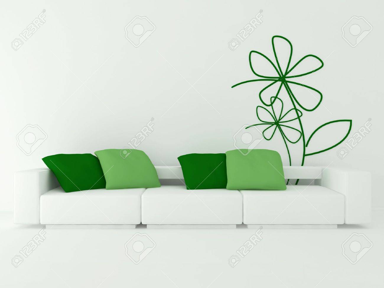 Design d'intérieur de salon moderne blanc avec canapé blanc et ...