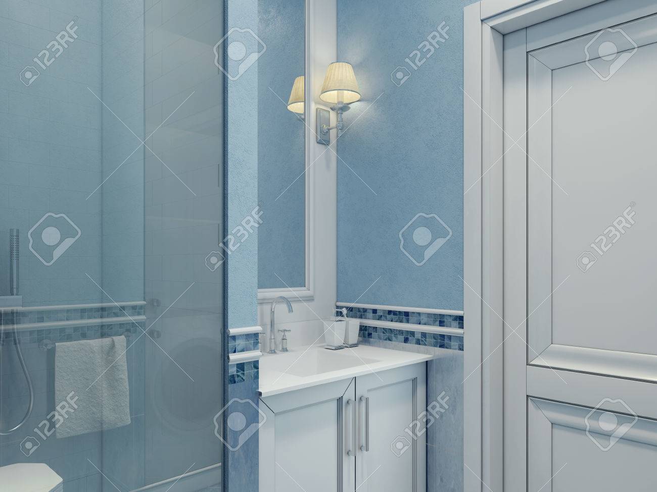 Bagno con mosaico blu: complementi decorativi bricoman. arreda e ...