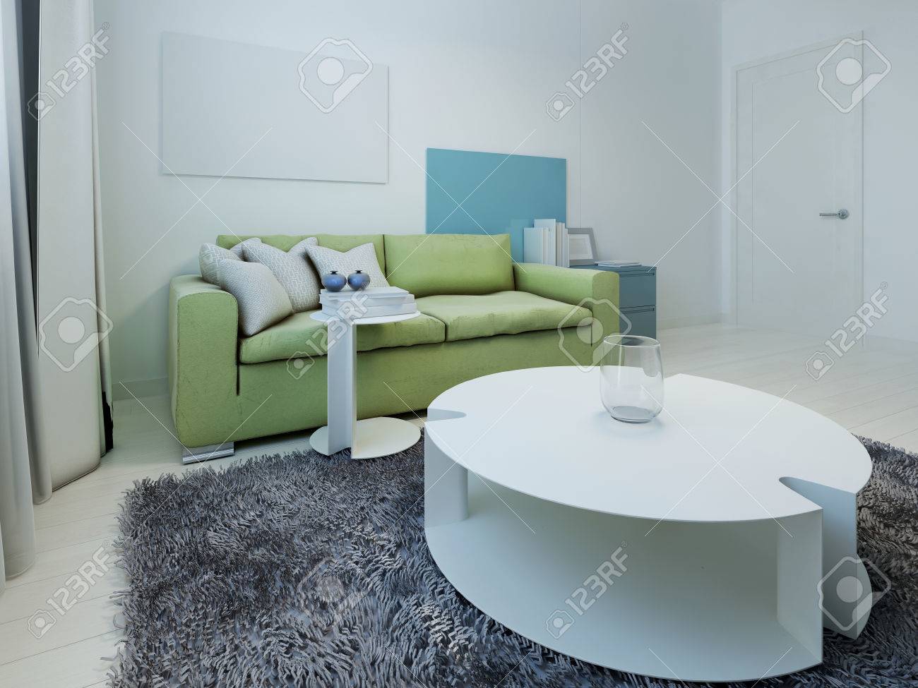 Soggiorno moderno blu : soggiorno angolo cottura piccolo ...