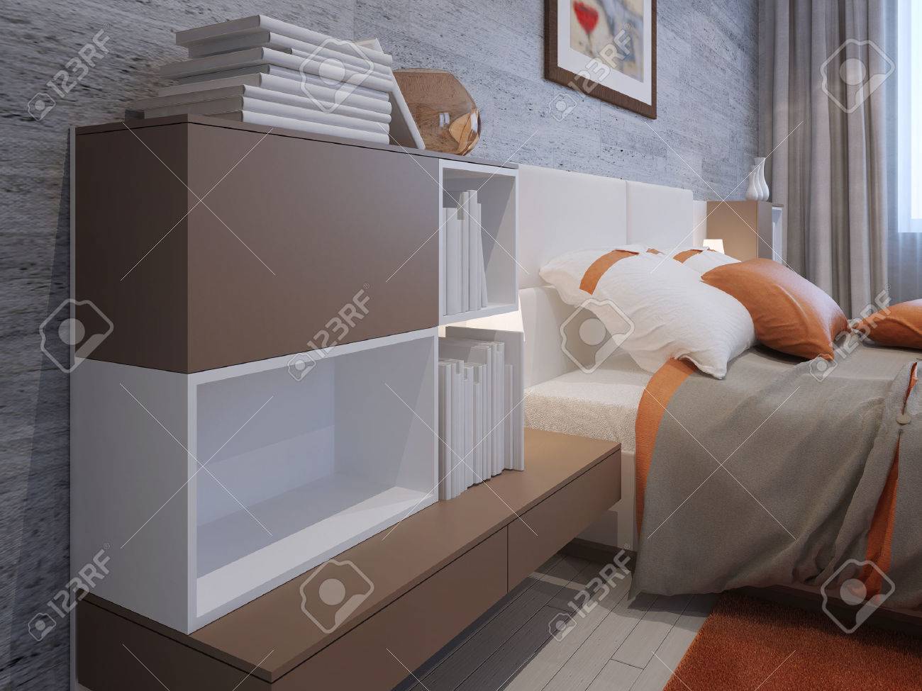 Camera da letto di lusso in un design unico. 3d render foto ...