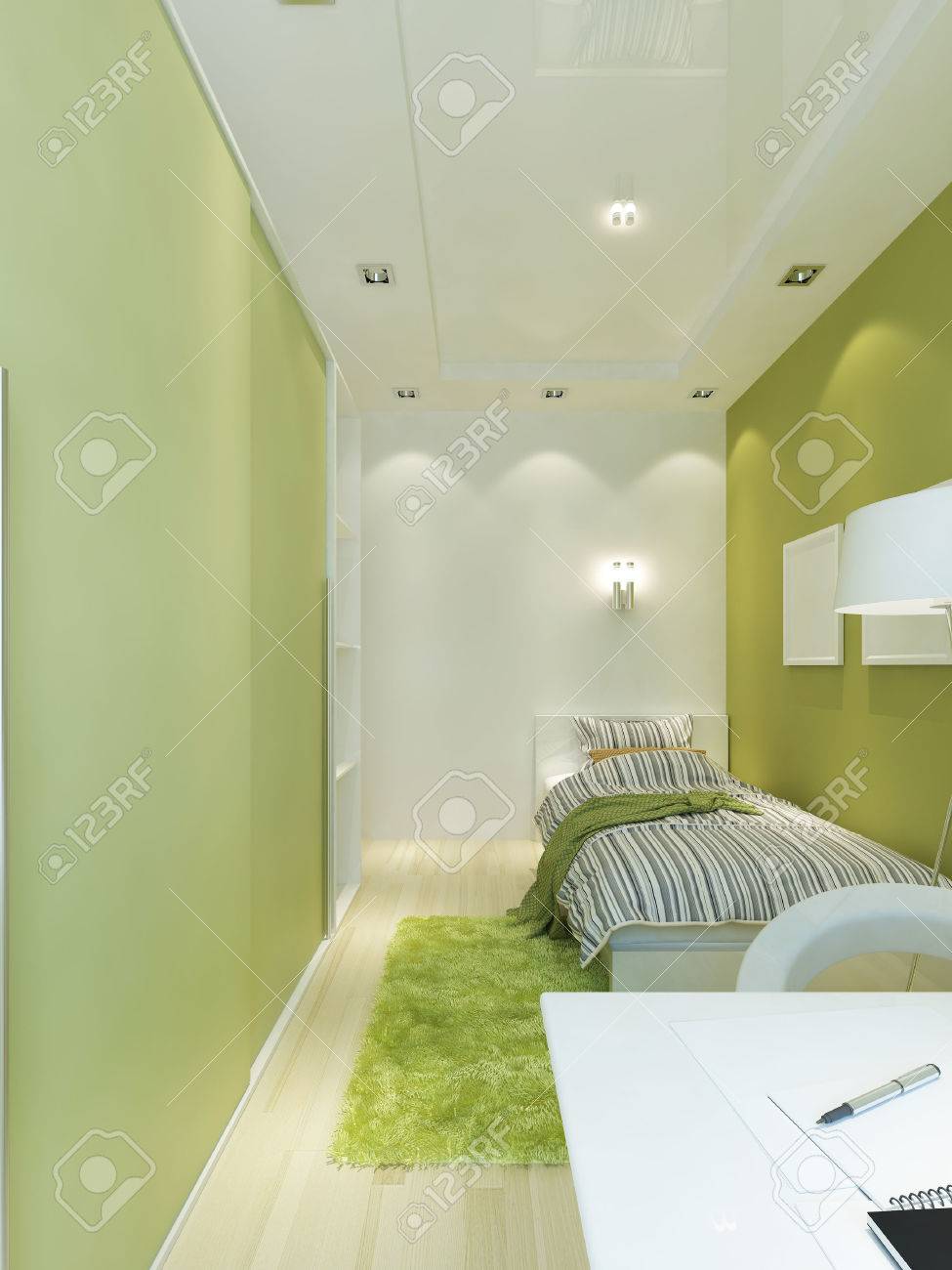 design teen room space in the narrow room. interior contemporary design teen room space in the narrow room. interior contemporary