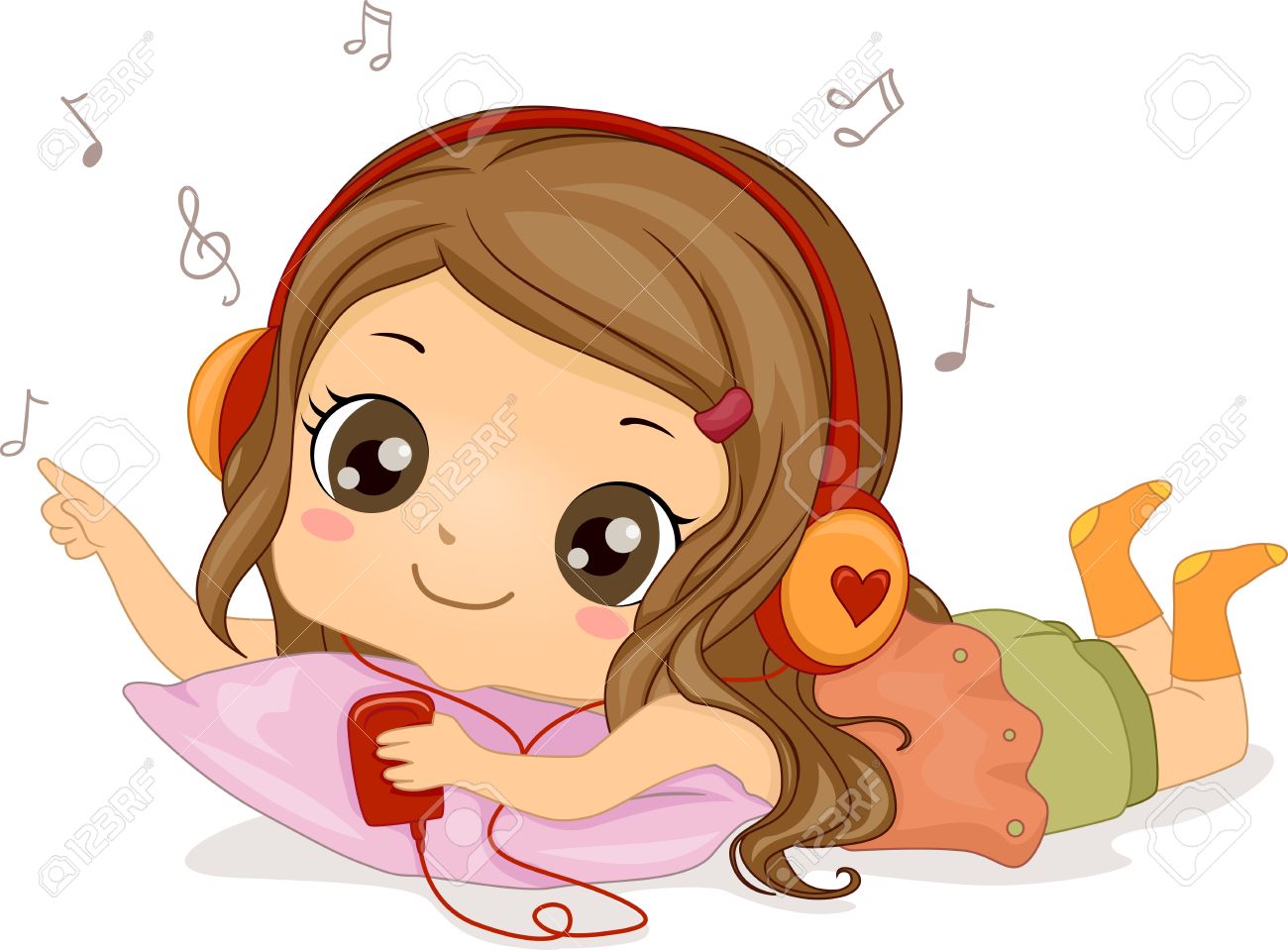 Listening to Music Clipart, image size:1300x959