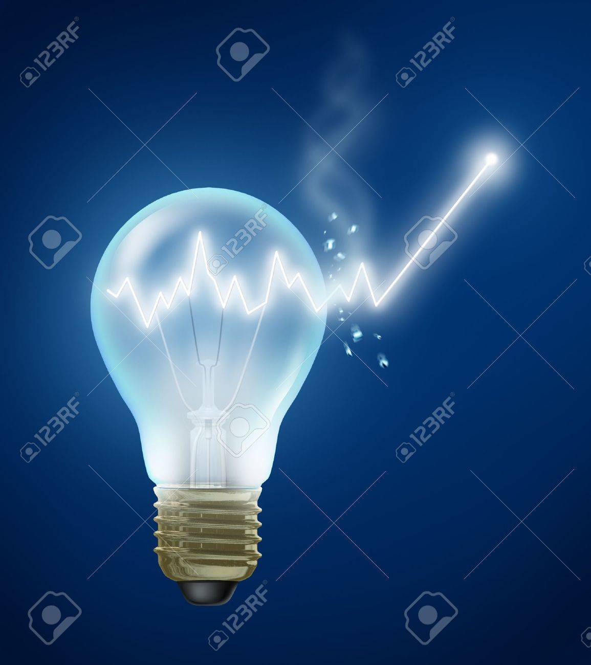Investeringen ideeÃÆÃ«n en beurs concept met een stralende lamp ...
