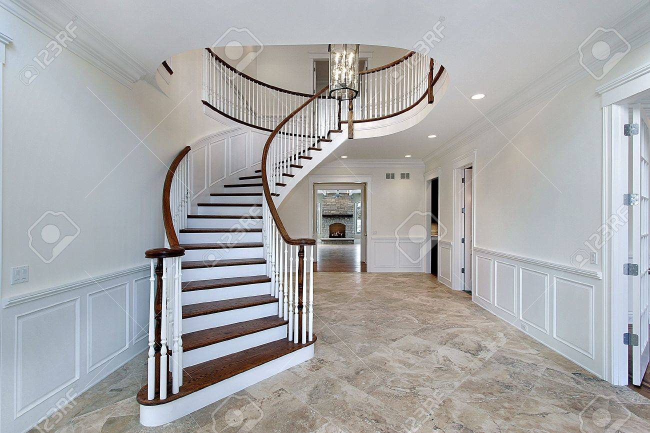 Foyer In New onstruction Home With Marble Flooring Stock Photo ... Foyer In New onstruction Home With Marble Flooring Stock Photo ... - ^