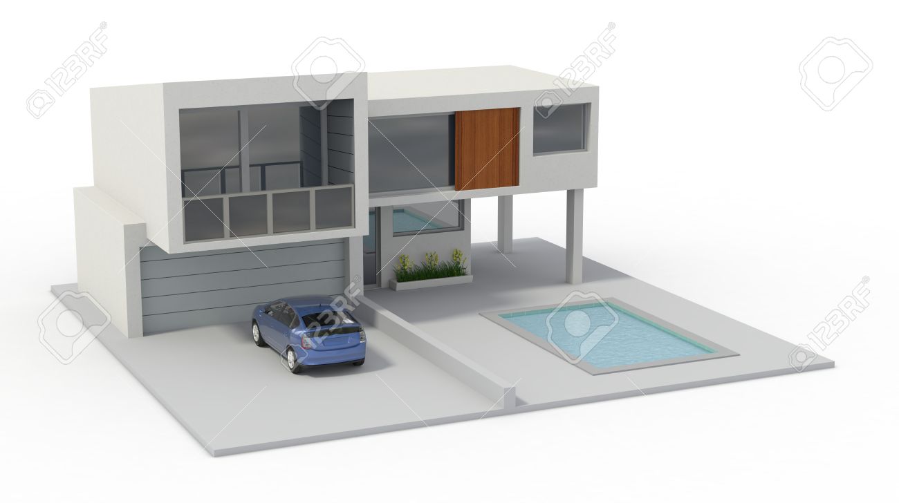 En model van en modern huis 3d ender oyalty vrije foto