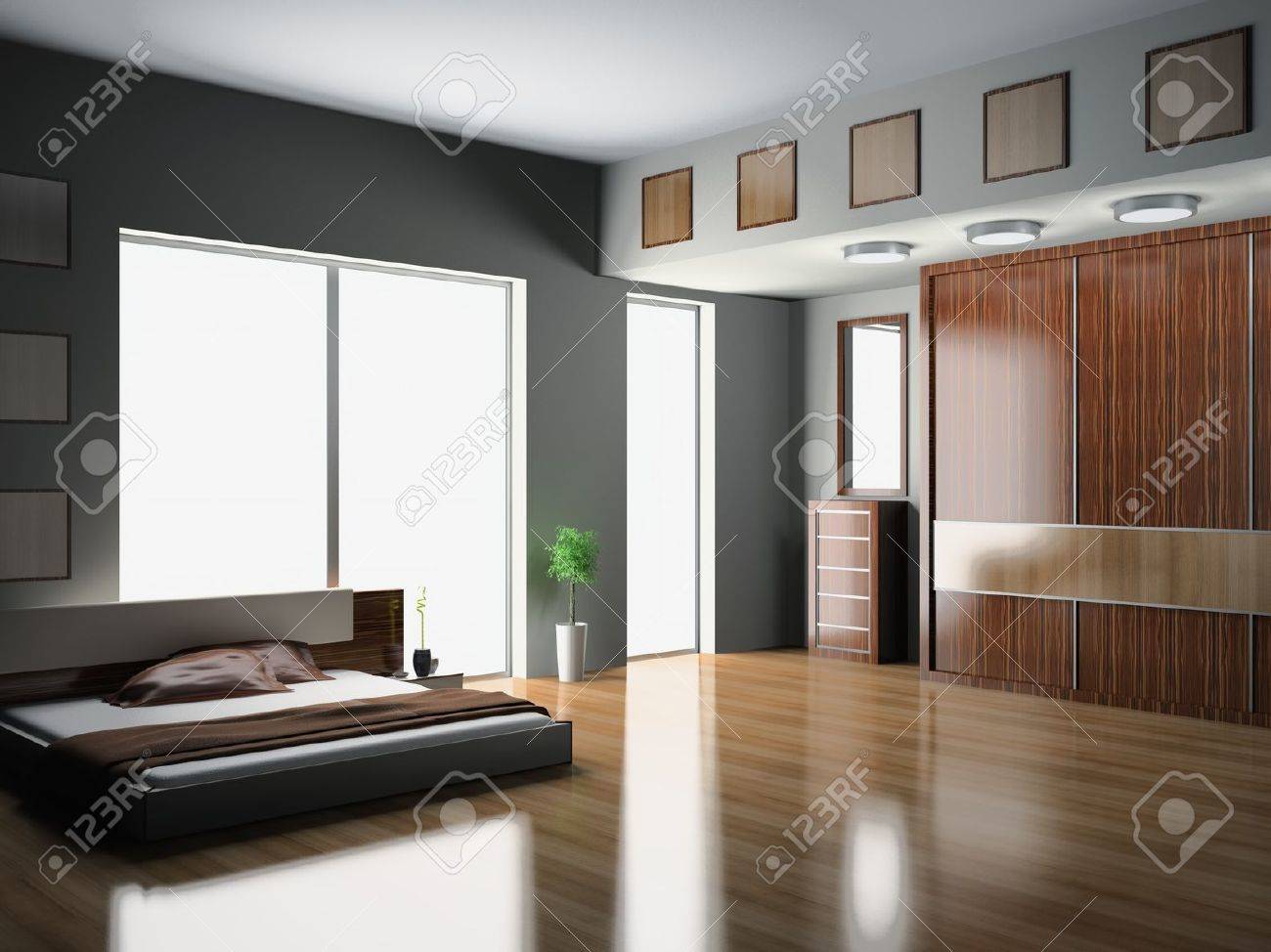 Int?rieur moderne d'une chambre ? coucher en 3d banque d'images et ...