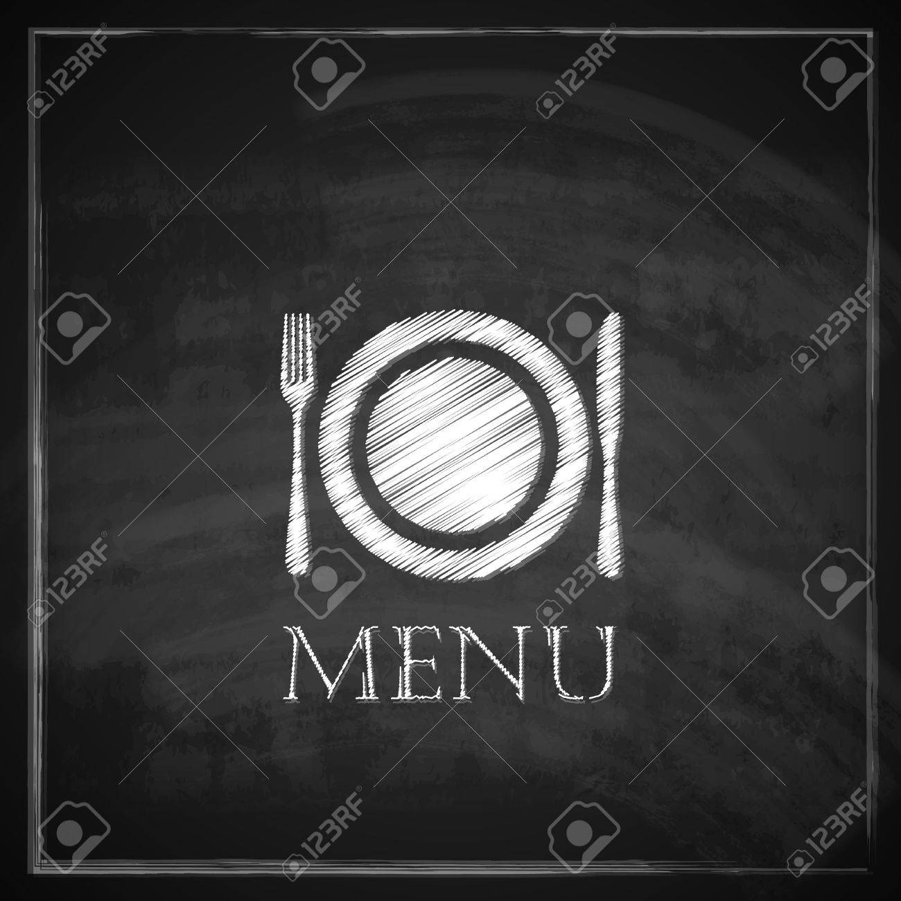 Vintage illustration with restaurant menu design on blackboard ...