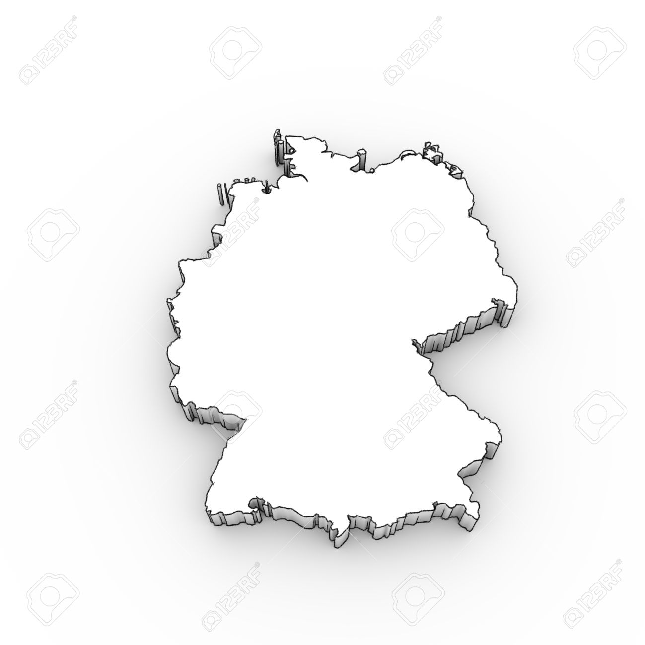 Germany Map 3D In White - Looks Like A Drawing Stock Photo ... Germany map 3D in white ...