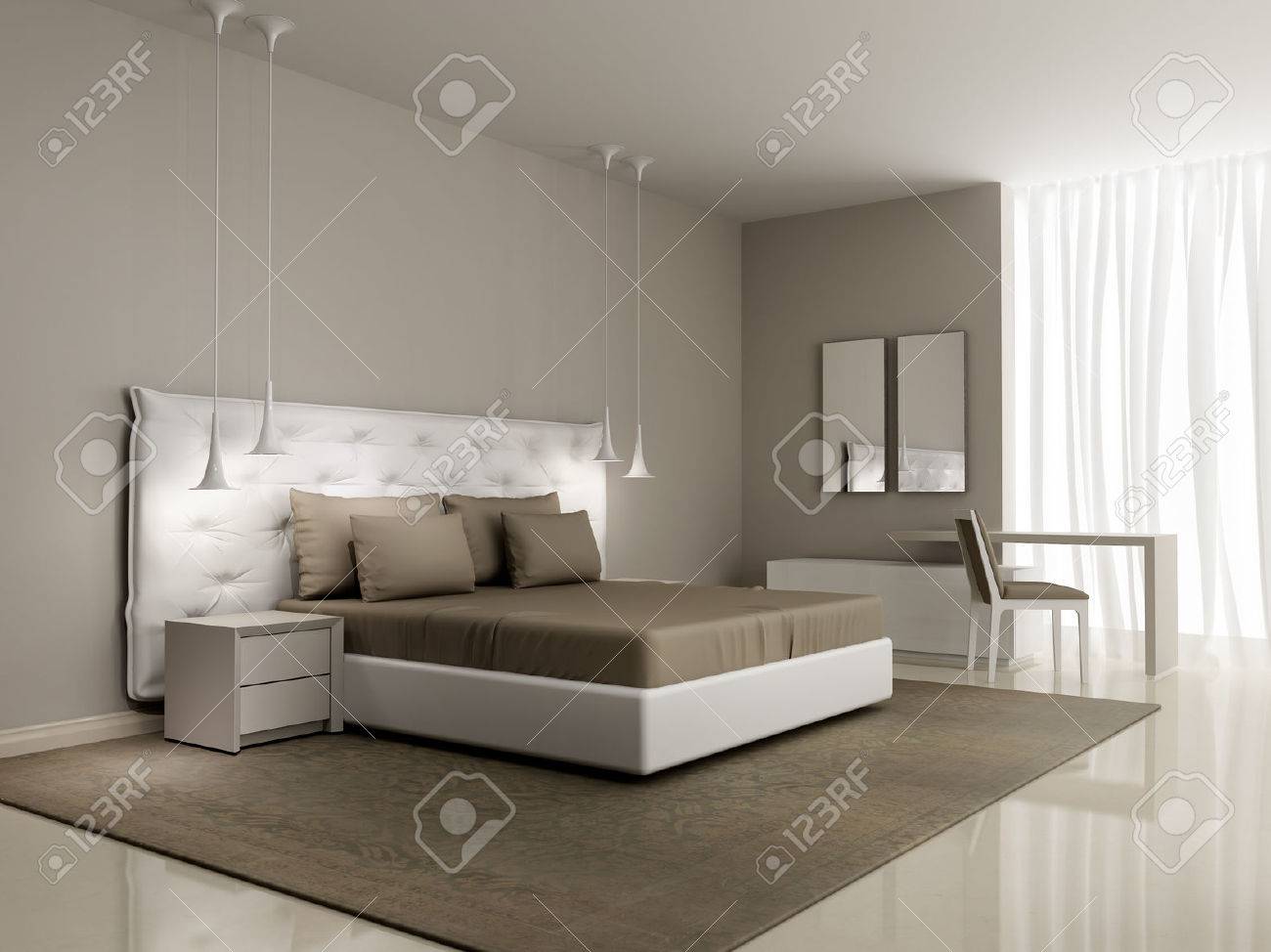 Luxe chambre avec lit blanc boutonné banque d'images et photos ...