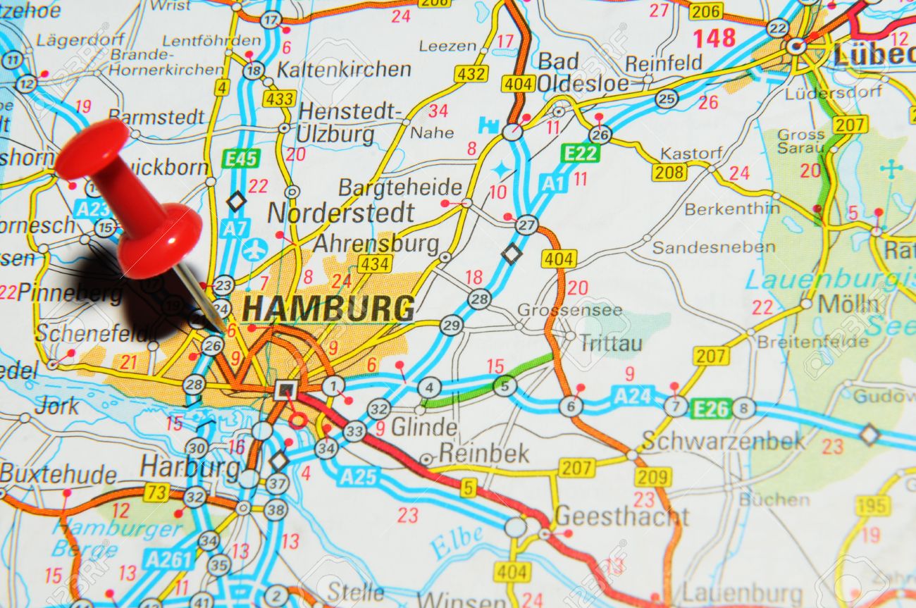 London, UK - 13 June, 2012: Hamburg, Germany Marked With Red ... ... 2012: Hamburg, Germany ...