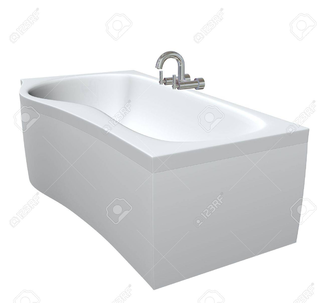 Vasca da bagno in ceramica o acrylc impostato con infissi cromati ...