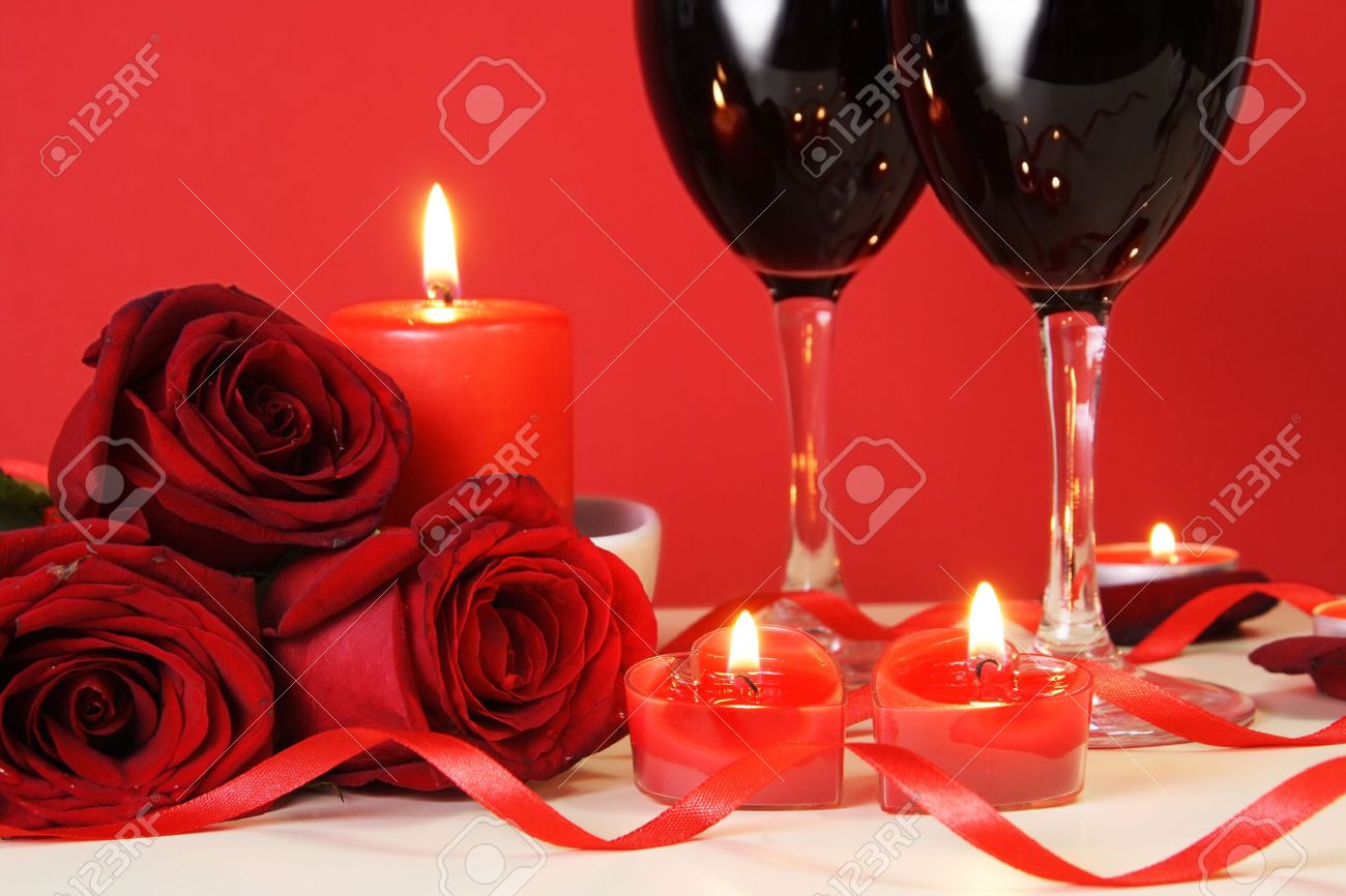 Red Roses With Candles Red Roses With Candles