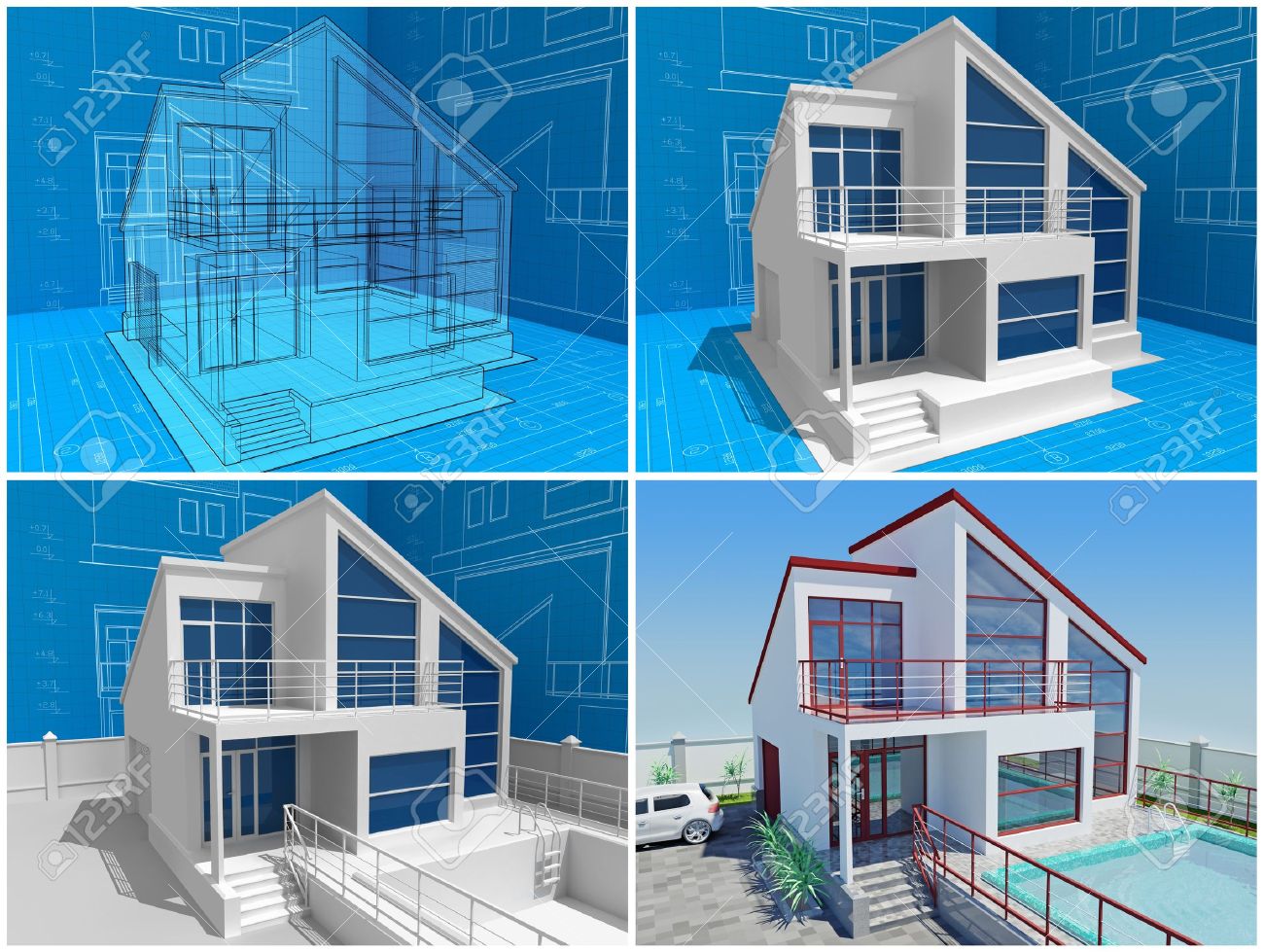 Das haus im bau isometrischen 3d ansicht des wohnhauses ã¼ber den architekten zeichnung bild