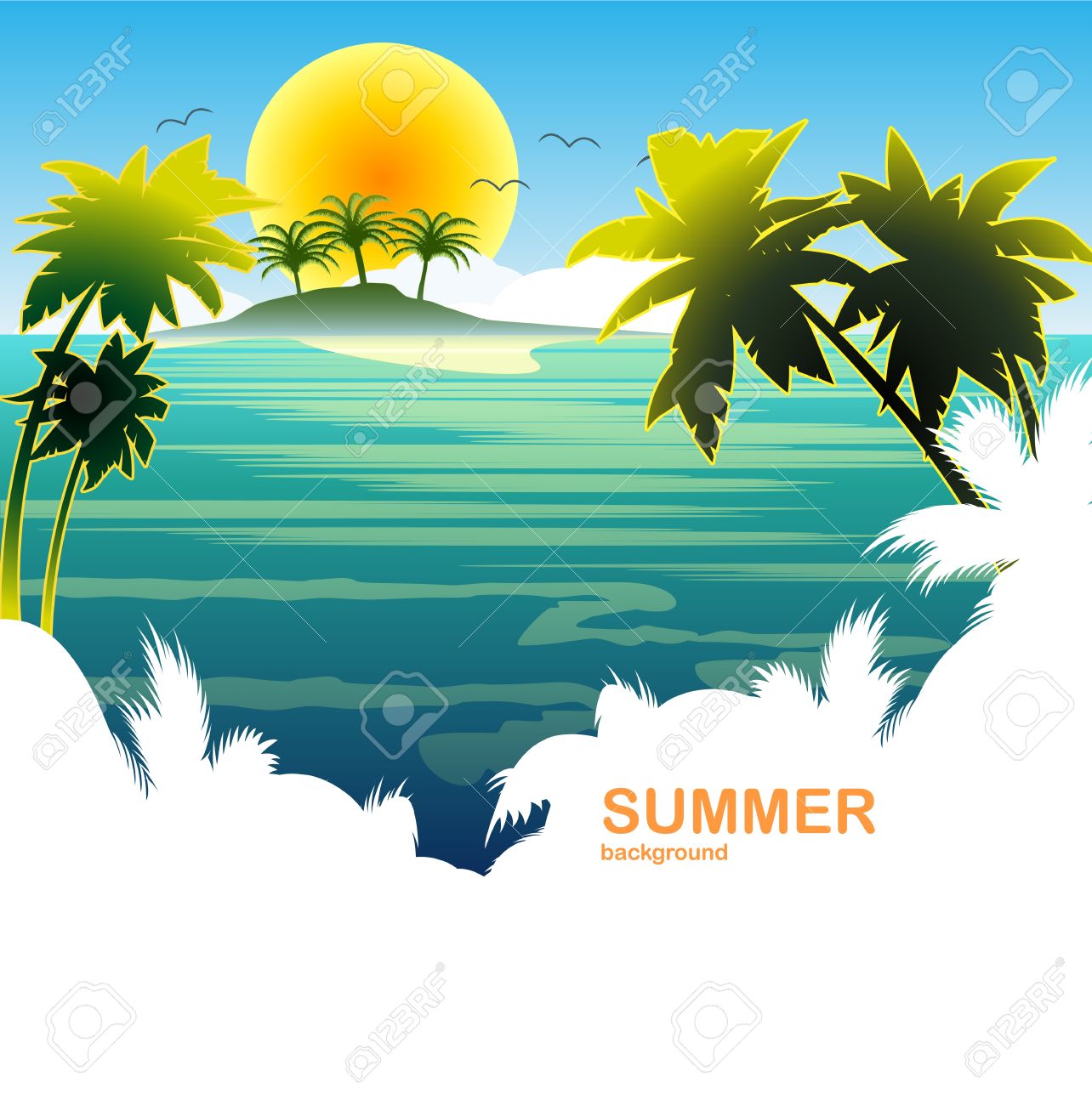 Tropical Sunset Clip Art