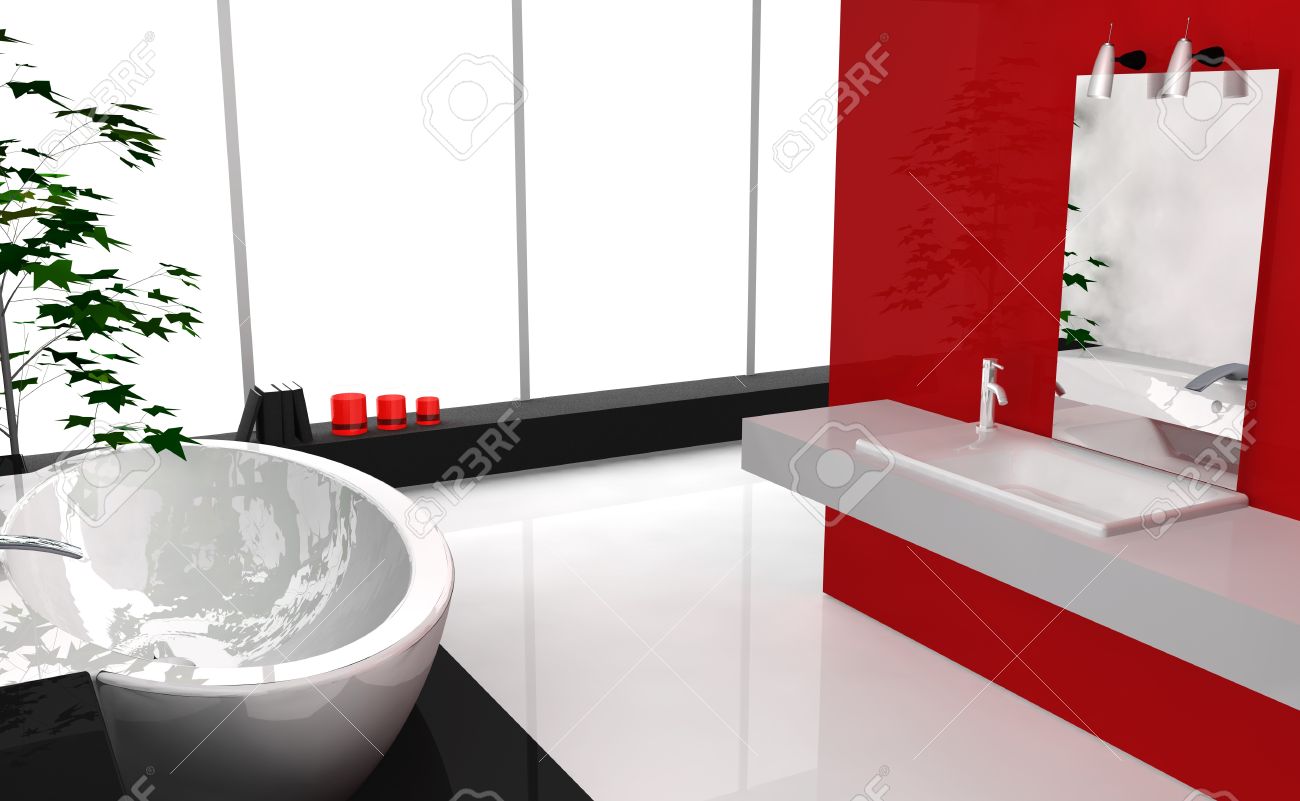Salle de bains de luxe moderne avec le design contemporain et ...