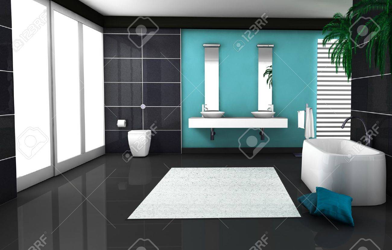 Intérieur d'une salle de bains moderne et contemporain coloré en ...