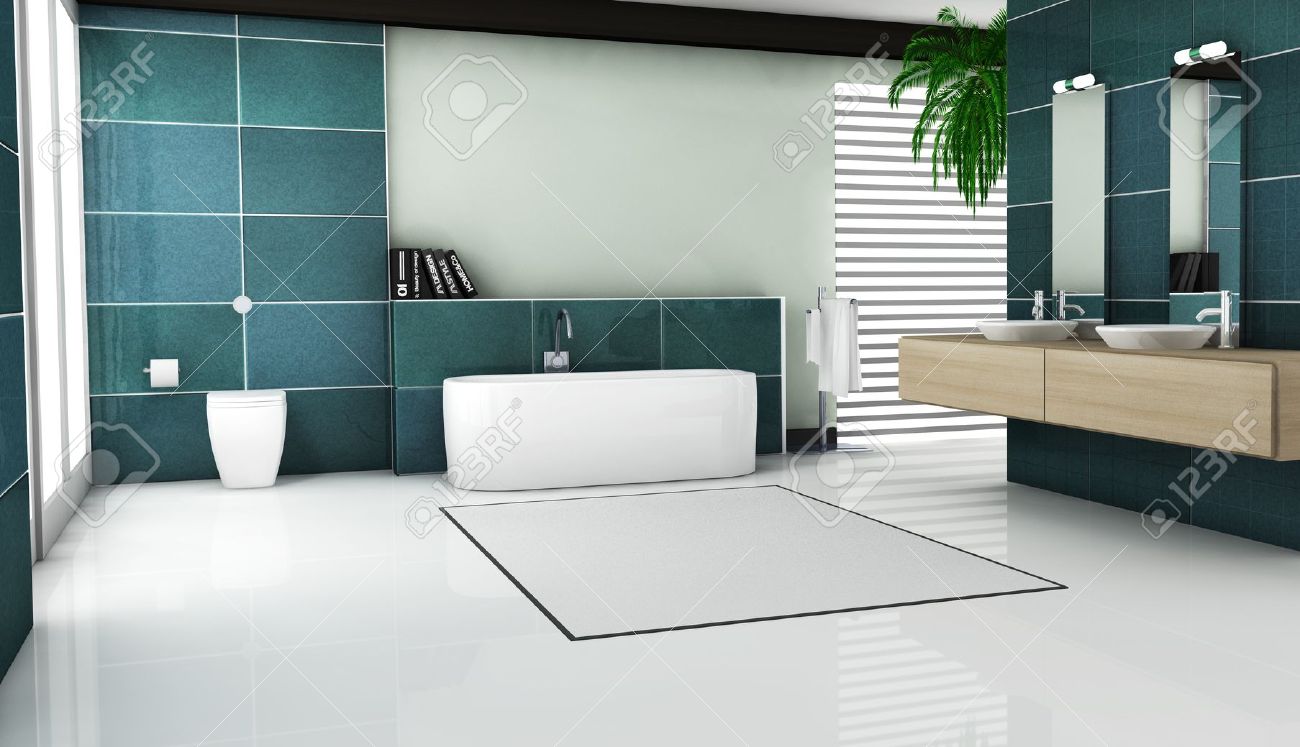 Interiör av modernt badrum design med granit kakel och moderna ...