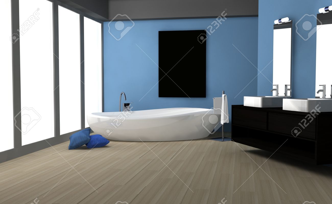 Intérieur salle de bains moderne avec un design contemporain, un ...