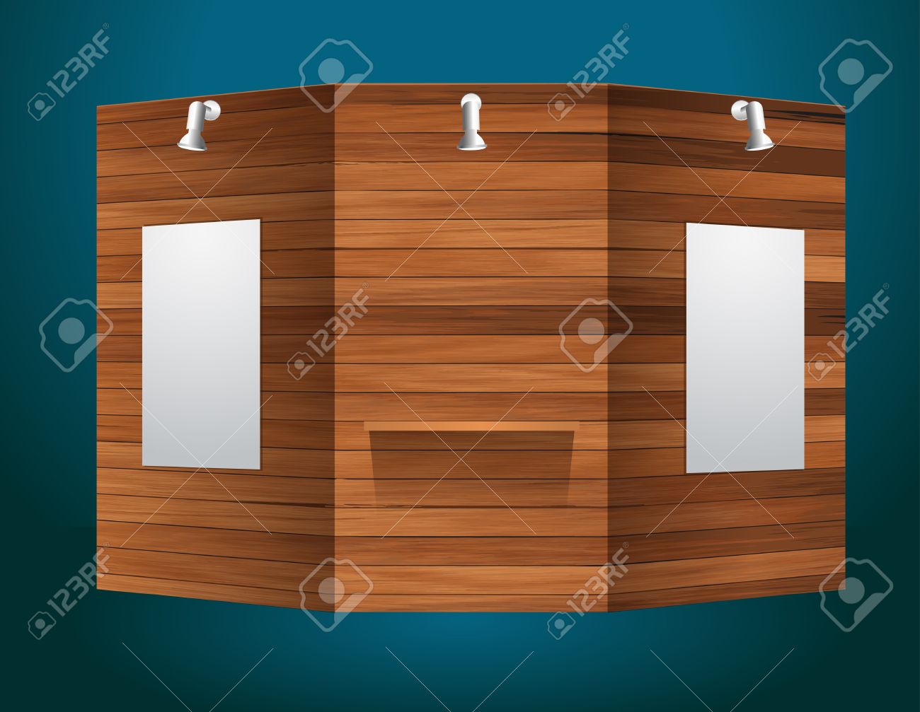 Stand espositivo con struttura in legno, illustrazione vettoriale ... Separè in legno