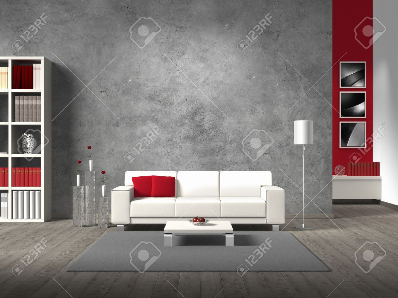Salon contemporain rouge banque d'images, vecteurs et ...
