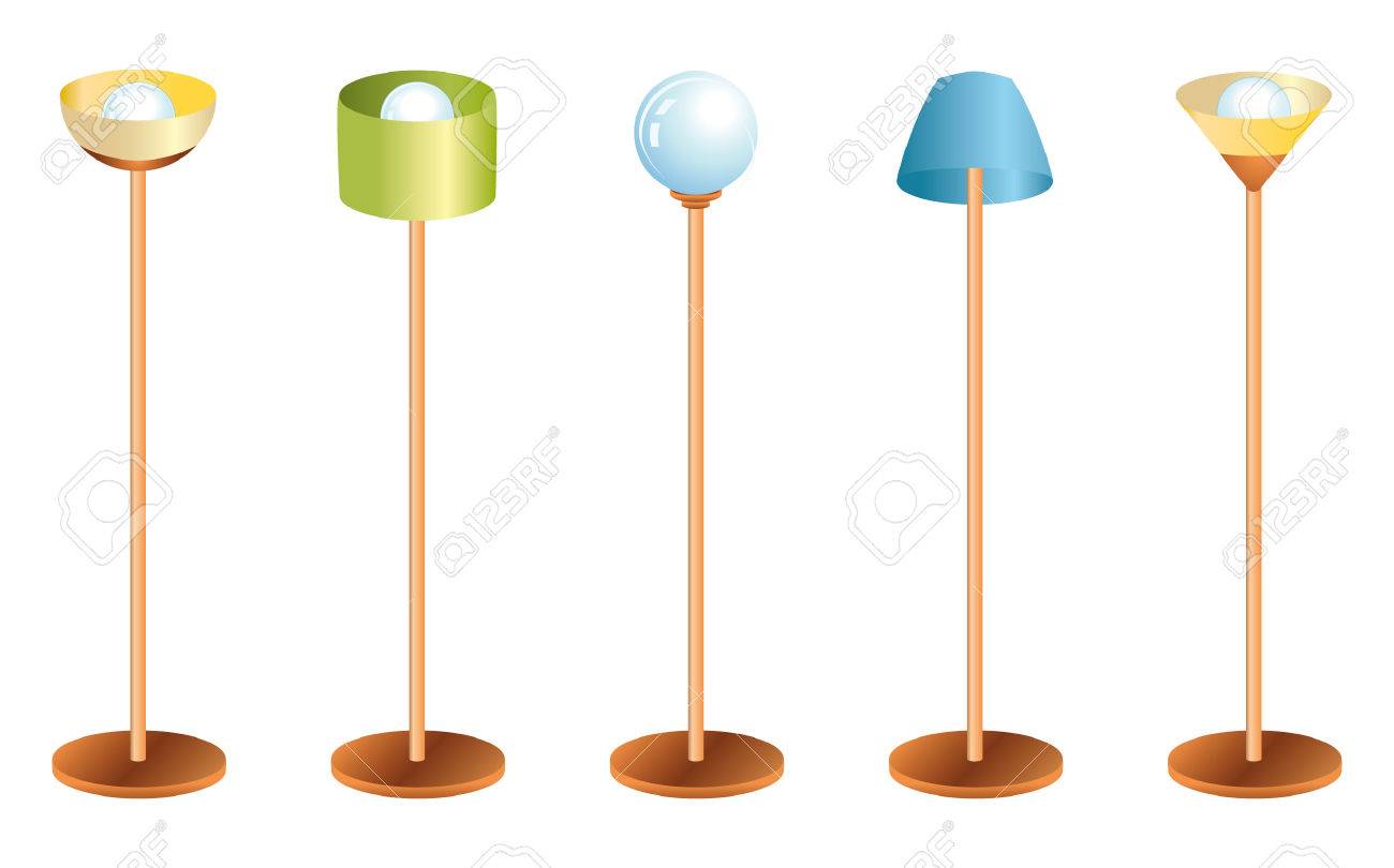 Vector set of color retro lamps