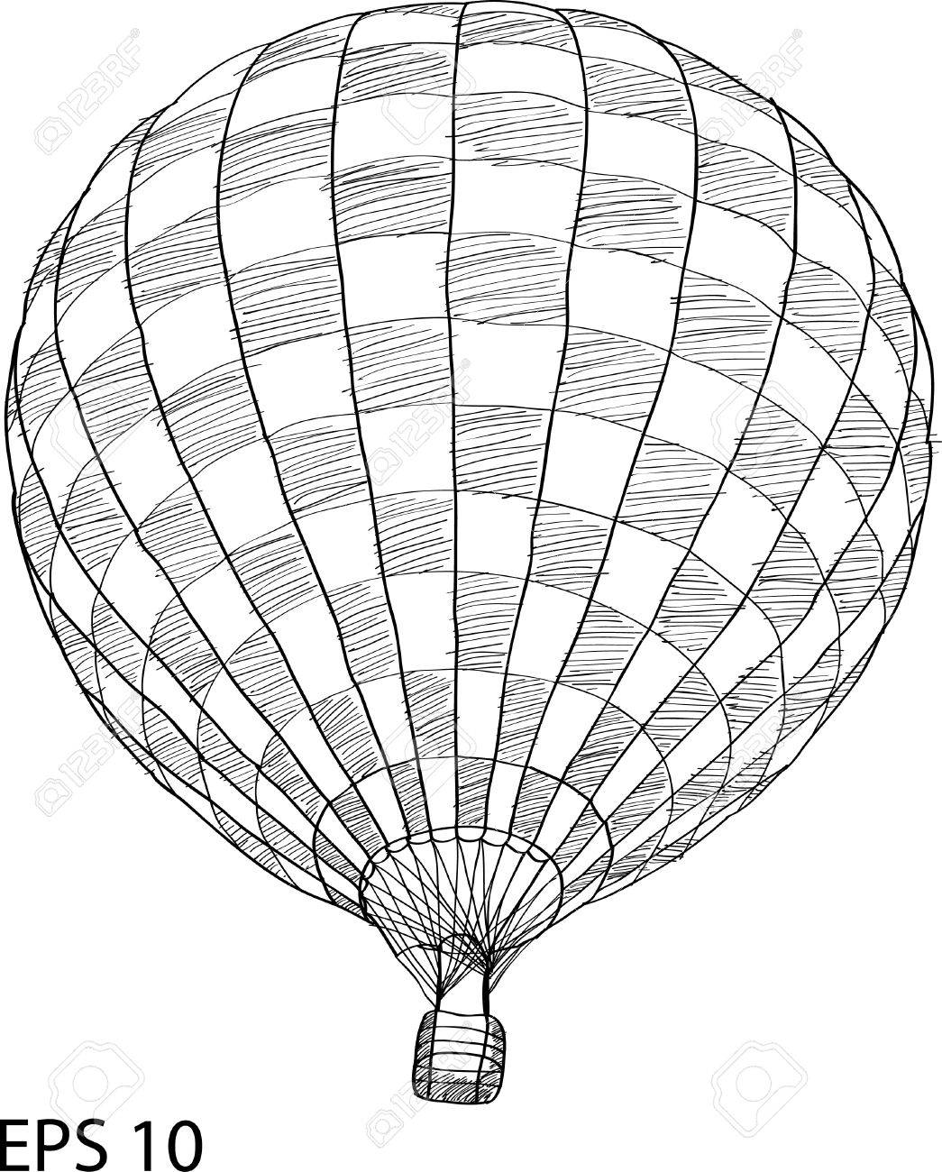 hot air balloon vector sketch hot air balloon basket sketch