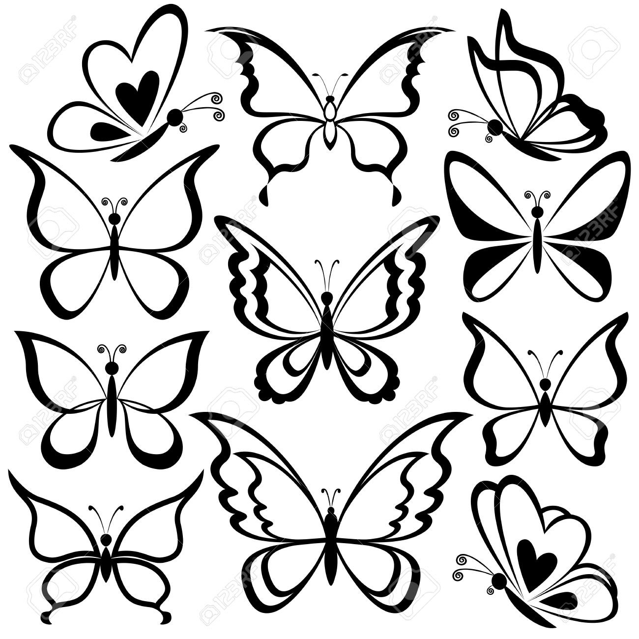 Black And White Butterfly Drawing