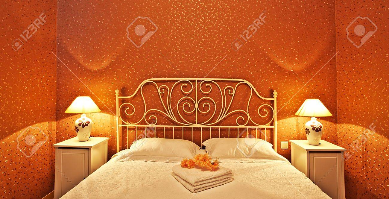 Romantique design d'intérieur chambre de luxe avec une lumière ...