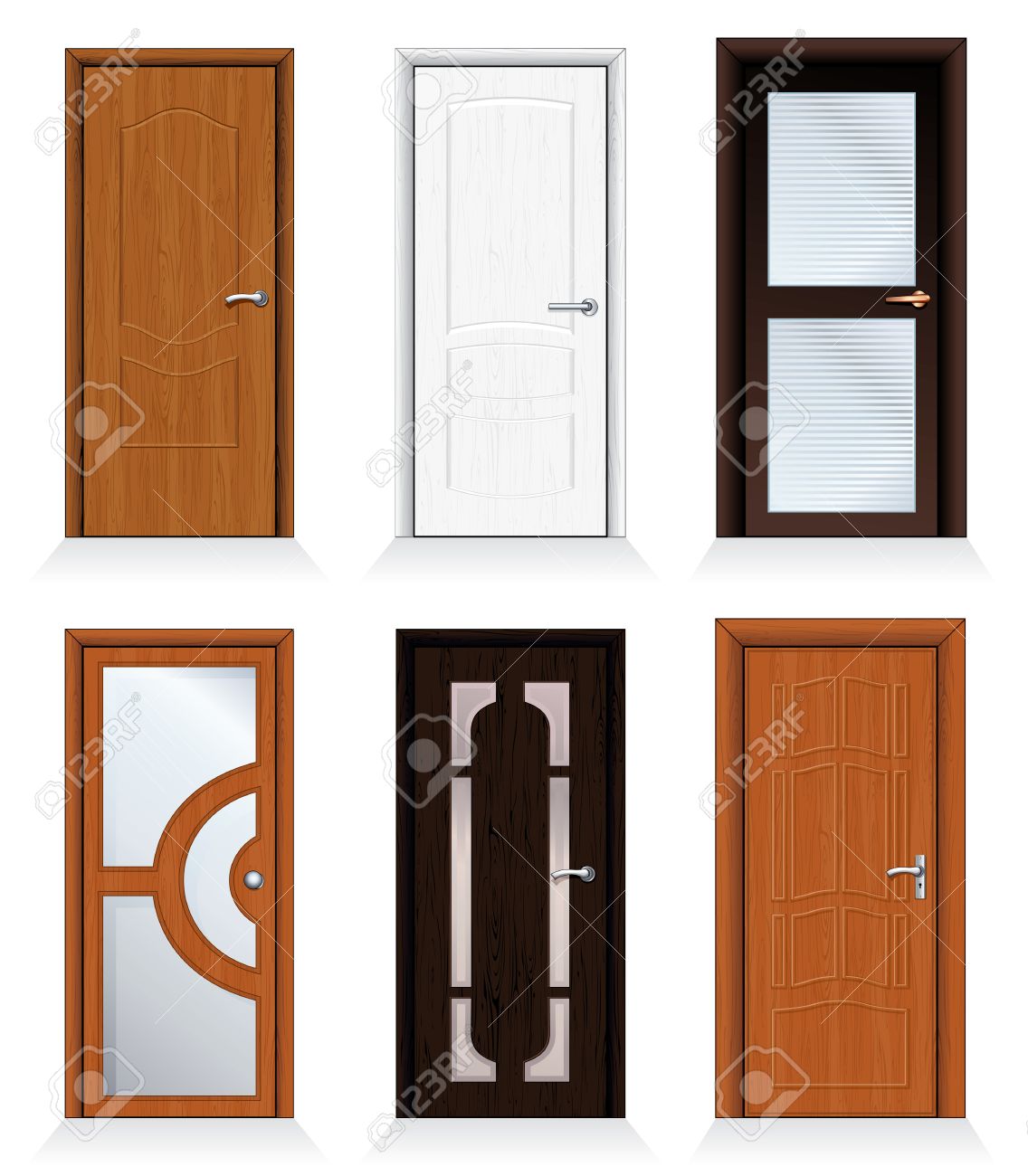 Classic Interior And Front Wooden Doors - Detailed Realistic ...