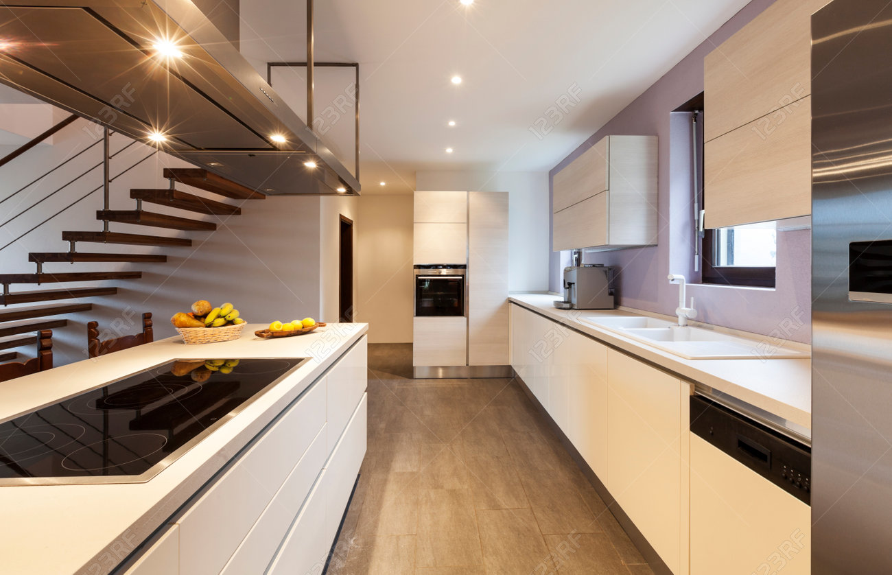 Nice modern loft, view of the kitchen stock photo, picture and ...