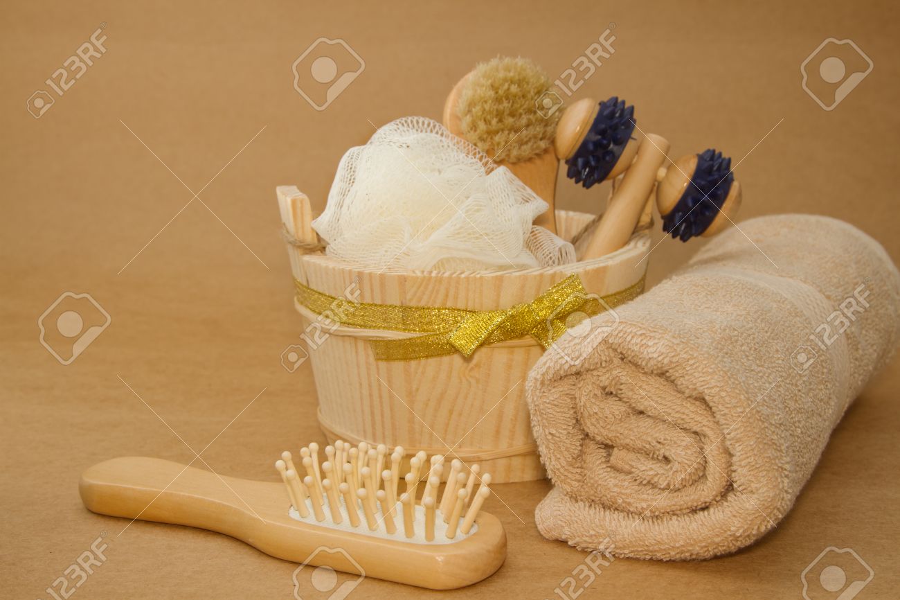 Seau en bois avec spa et sauna accessoires, kit de nettoyage de ...