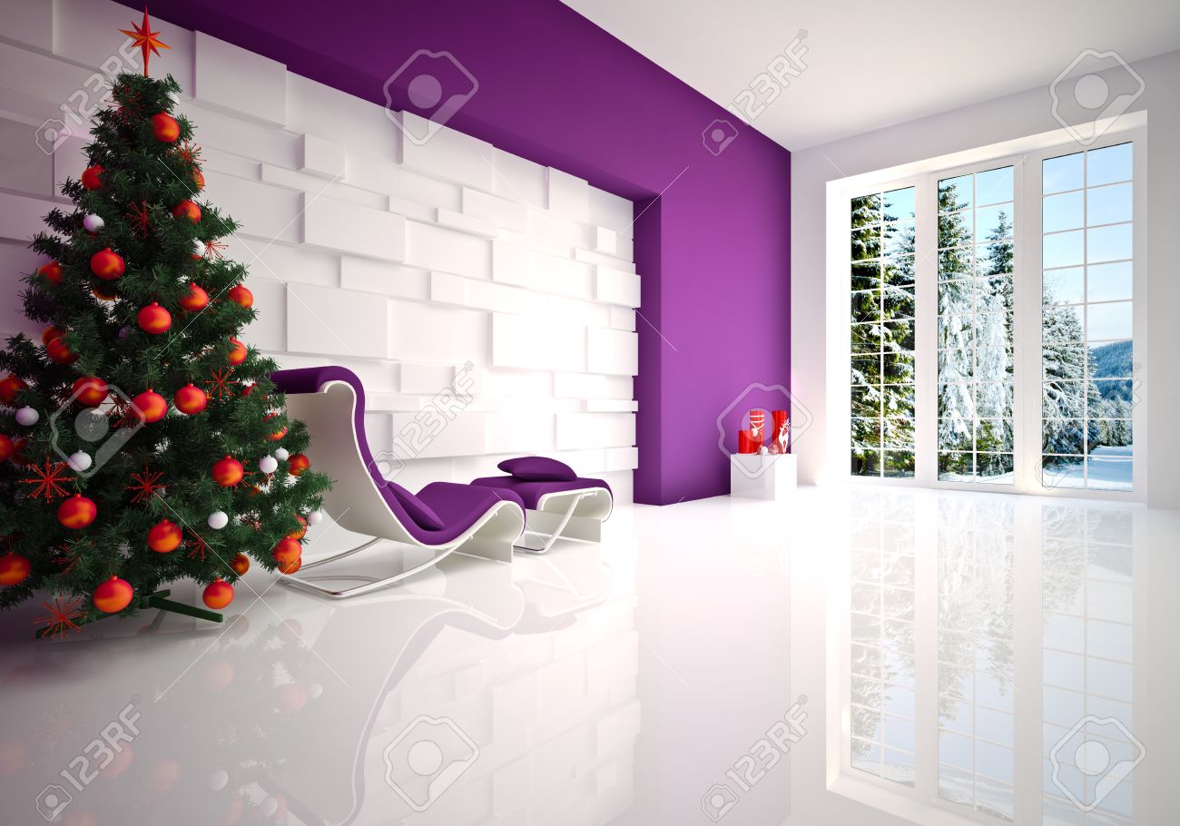 Weihnachten moderne lounge entspannen zimmer in lila tönen ...