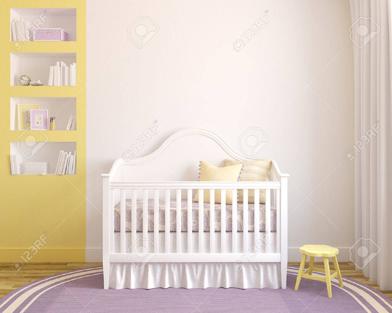 Baby Room Wall Stock Photos Pictures Royalty Baby Room Wall Colorful Interior Of Nursery Frontal View Render Stock