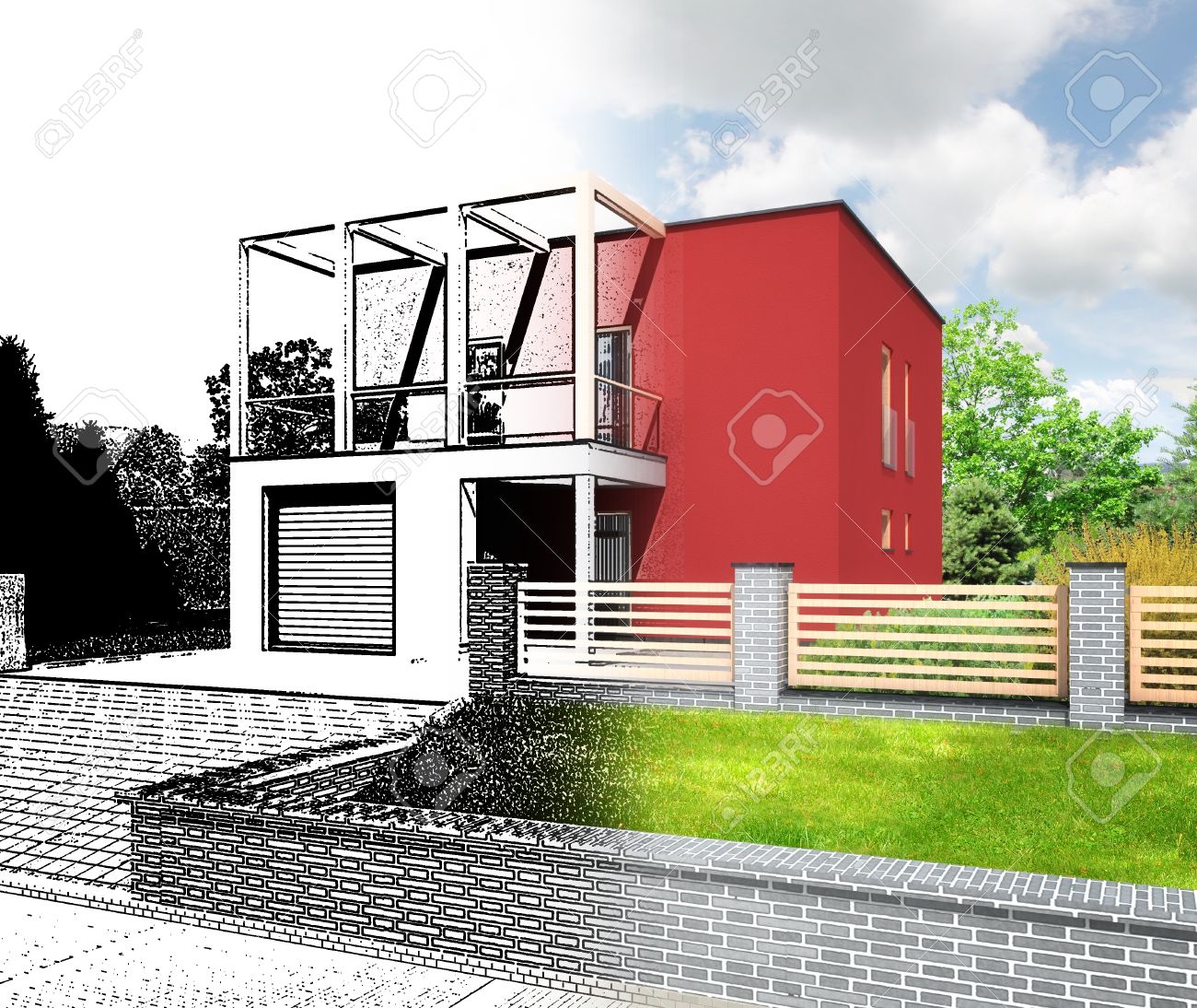 Visualizzazione architettonica di una nuova casa moderna ...