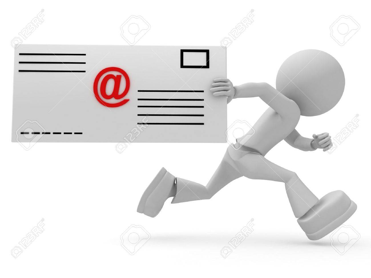 Email Letter Background Stock Photo - Persons with email letter. 3d image isolated on white background.